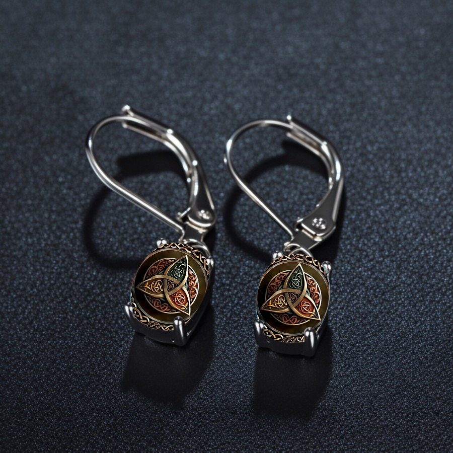 TEMU 2pcs Celtic Knot Earrings Symbol Earrings Mythical Earrings Earrings Oval Earrings Nature Earrings Jewelry Accessories Unique Jewelry Christmas