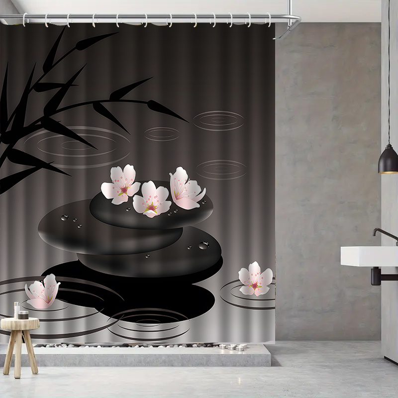 TEMU 1pc A Design Shower Curtain With Hooks, Suitable For Washing, Serving As A Bathroom Divider, And Enhancing Bathroom Decor