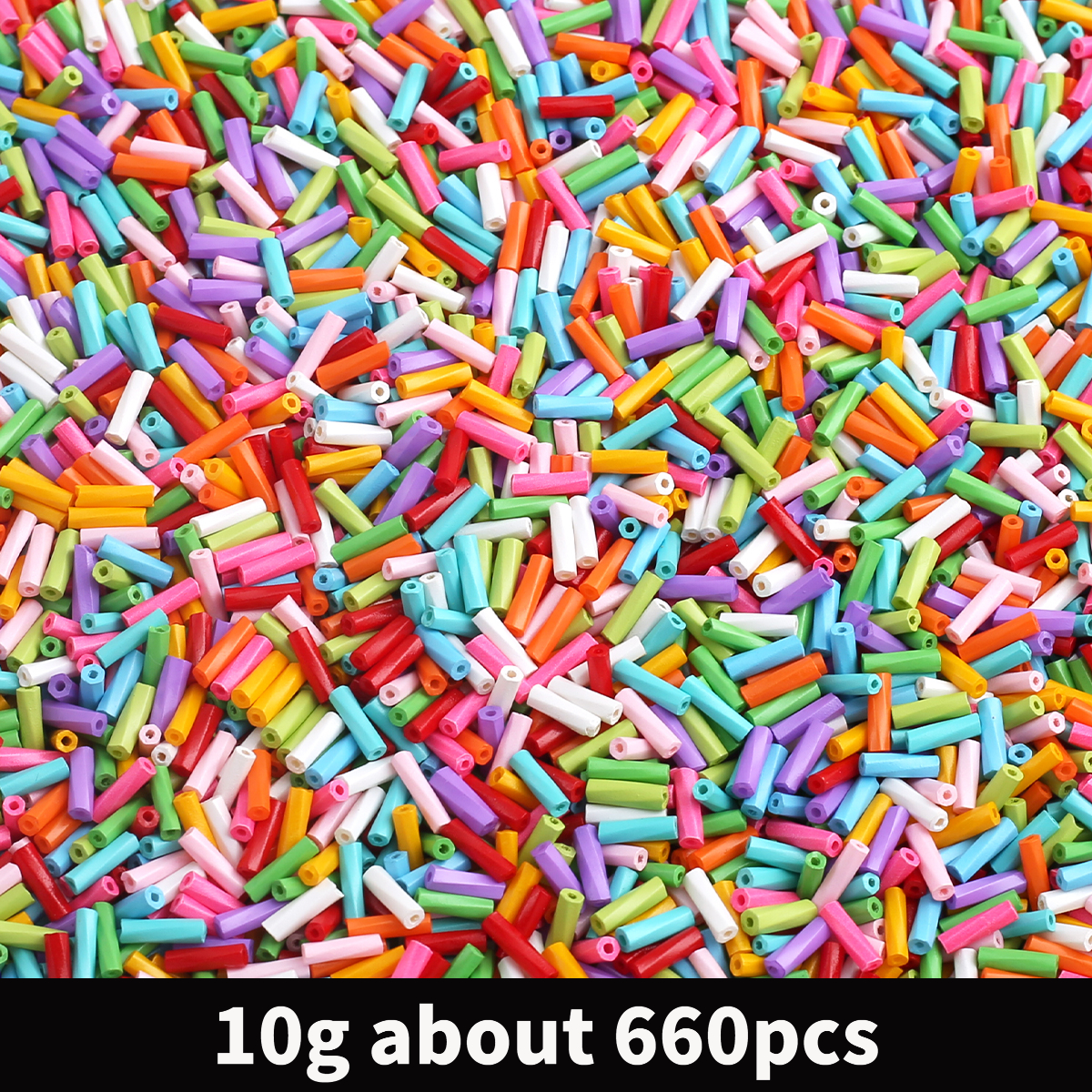 E-shop 10g ca. 660 Stück 2*6mm Zufällige Farbe Macaron Glas Seed Beads & Bead Assortments, 0.8mm Loch Glas Lange Röhrenperlen - Glasperlen,