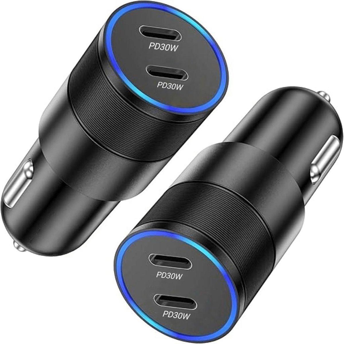 TEMU Car Charger Super Fast Charge 2026 New Model Suitable For Iphone Huawei Car Charging Adapter, New 30w 30w Total 60w Dual Pd Usb-c Fast Car
