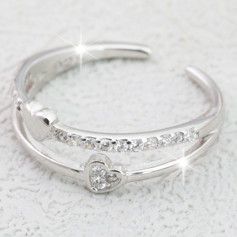 E-shop 1 Stück Damen Zehenspangen, Micro-Pave Synthetische Zirkonia Doppelschicht Herz Damen Offene Zehenspange Design Geschenk Party Geschenk Geeignet