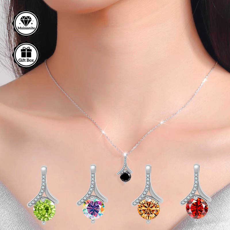 1 Carat Moissanite Pendant Necklace with Adjustable Length