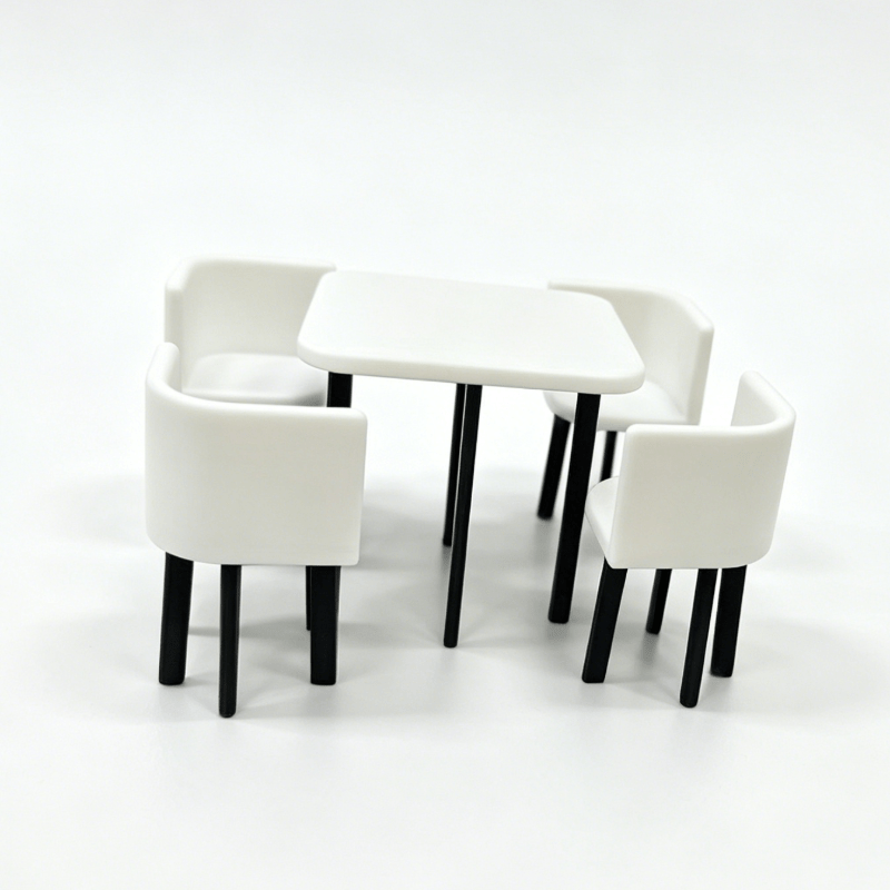 TEMU 5pcs(+ 4 Chairs) Dollhouse Furniture Accessories, Miniature Desk And Chair Set, Mini Realistic Ornaments, Modern And Minimalist, Suitable For