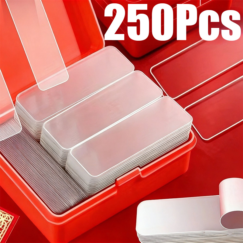 TEMU 250pcs Set Of High-tack, Transparent Nano Acrylic Double-sided Tape., Thickened, And Tearable ; Leaves Or Residue And Is Reusable. Application