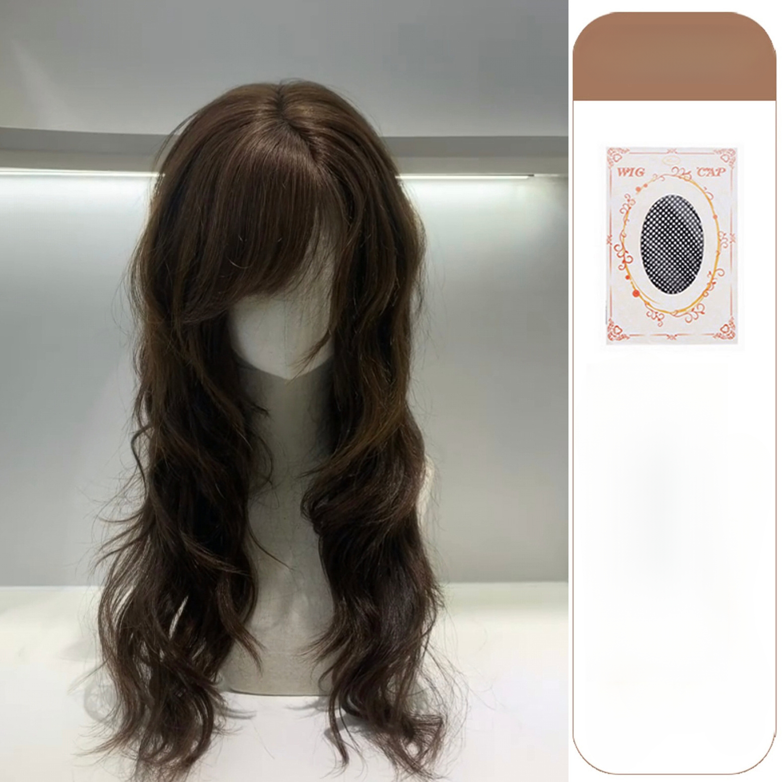 TEMU 1pc Women' Full Wig Suitable For - Curly Long Hair With High Layers & Side Bangs, Color, Vintage Volume Wig For Daily Wear, -compatible For Pale