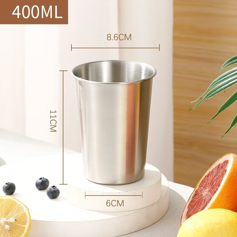 Image of Stainless Steel Cup, Beer Cup, Coffee Cup, Portable Water Cup, Single-layer Cold Drink Cup, Metal Tea Cup, 300/400/500 Ml