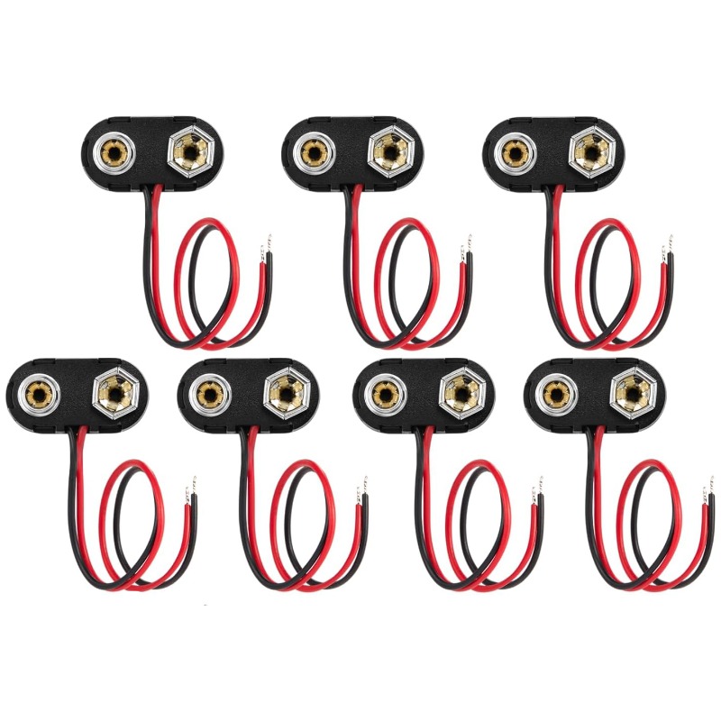 TEMU 7pcs Circuit Additions 9v Battery Clip-on Connector (t-type)/() With Hard Plastic Shell And For Arduino Electronics, Student Experiments, , And