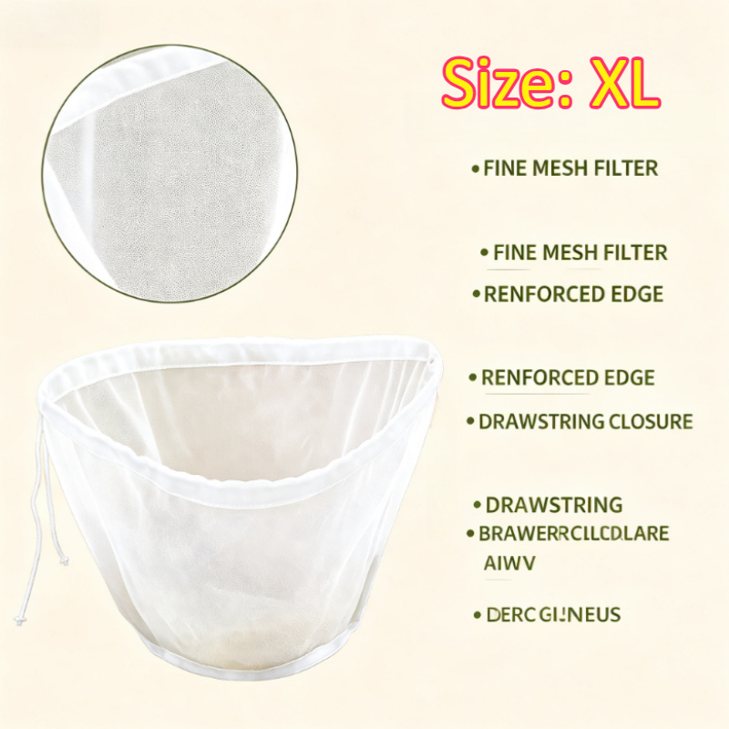 TEMU 1 Bolsa de filtro multiusos de ancha de gran tamaño, bolsa de filtro de malla duradera y reutilizable para cocina para filtración de café, ,