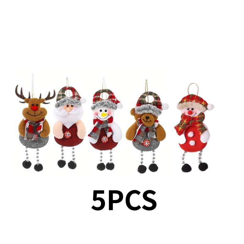 TEMU 5pcs Home Holiday Christmas Decorations - Santa Claus, Snowman, Ornaments, Suitable For Christmas Trees And Home Decor, Hanging Decorations,
