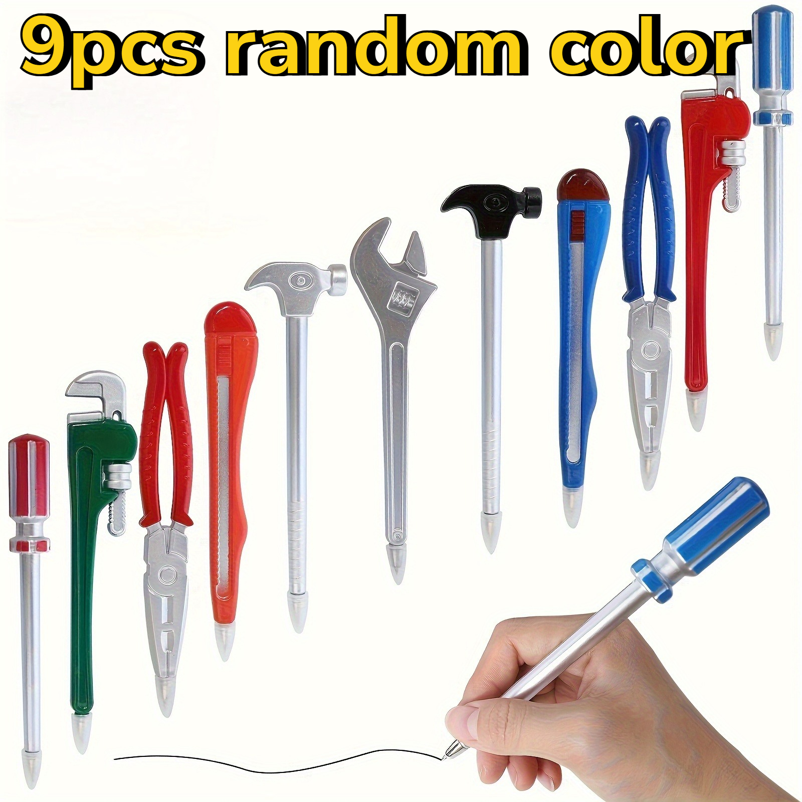 TEMU Random Color 9pcs Construction Theme Pens, Great Gift For Mechanics Carpenters, Ergonomic Grip, For Workshop Logbook Office , Hardware Style