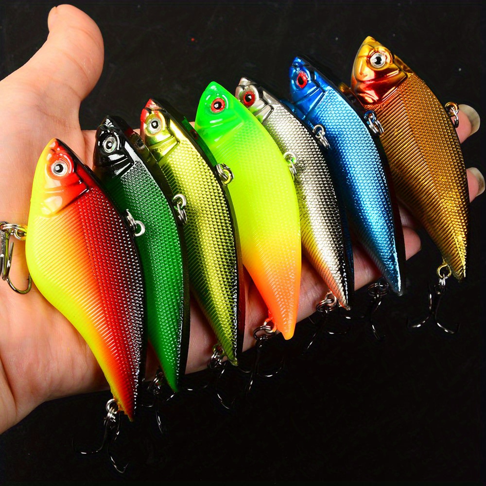 TEMU 7pcs Sinking Vib Lure Set, Full- Bionic Bait For Fishing Yellow Perch, , Saltwater And Water Sea Fishing