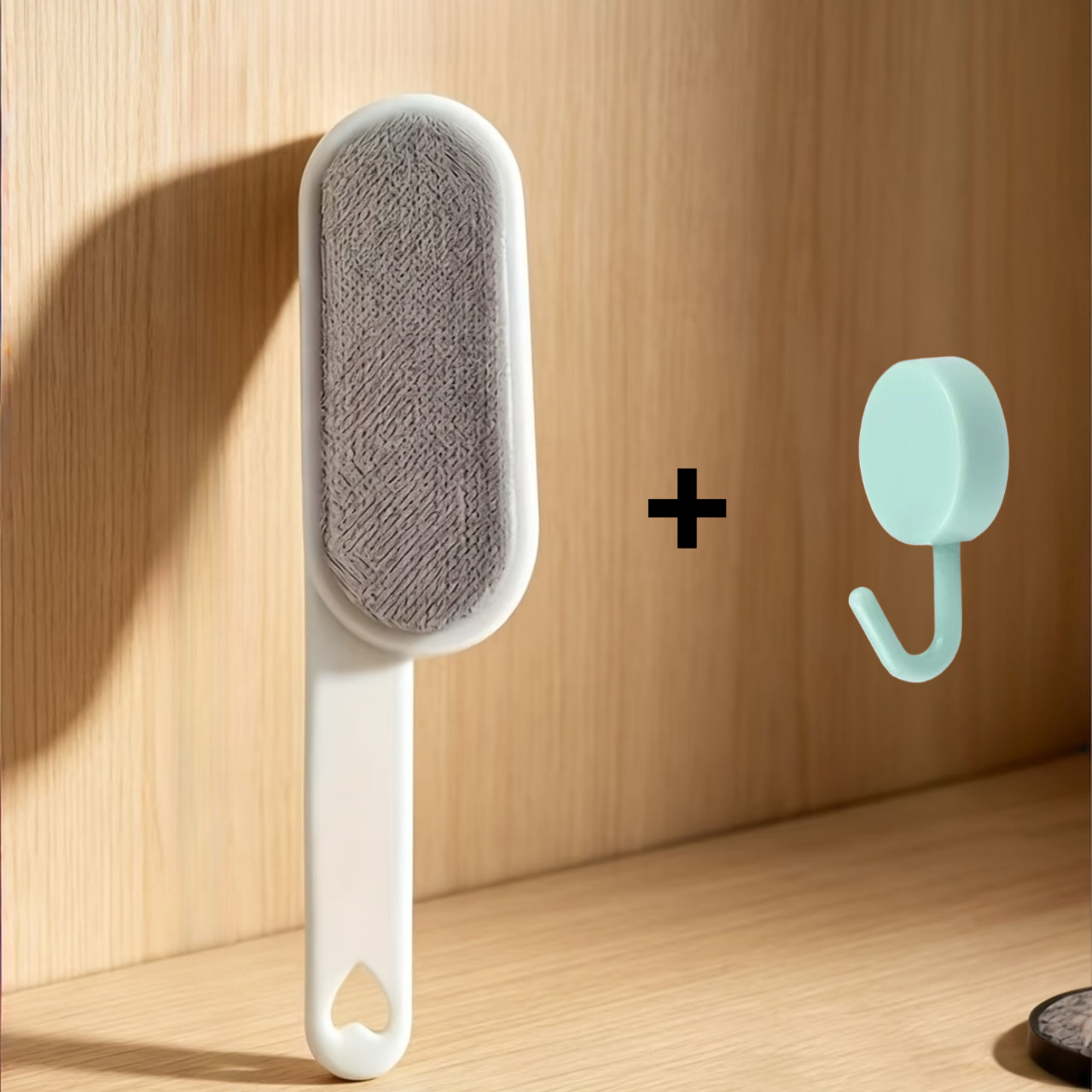 TEMU 2pcs Set 1pc Grooming Brush And 1pc Storage Hook Reusable Pet Grooming Brush, Static Hair Roller, Suitable For Pets, Clothing, Furniture, And