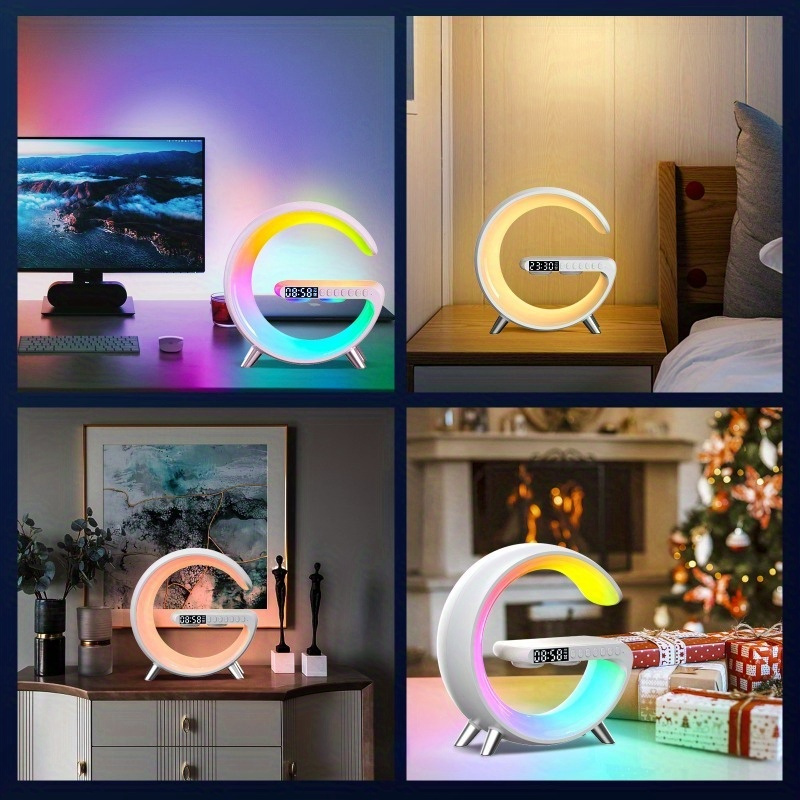 vibrant wake up table lamp night lights with multi function speaker sunrise alarm rgb rhythm   charging and color changing ambiance perfect gift for christmas halloween and bedrooms Product details 3