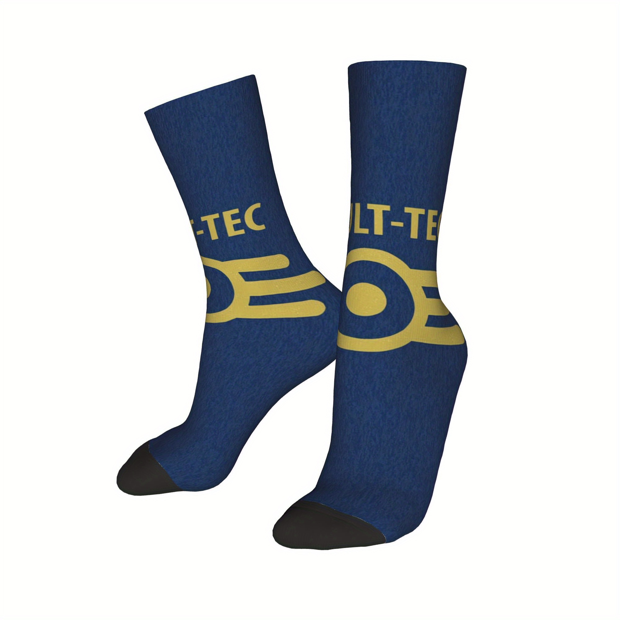 TEMU 1 Paire de Chaussettes Vintage Vault Tec pour Hommes et Femmes, -Humidité, Couture, Imprimé Rock, Drôle et Original, Idéales pour , l'Escalade,
