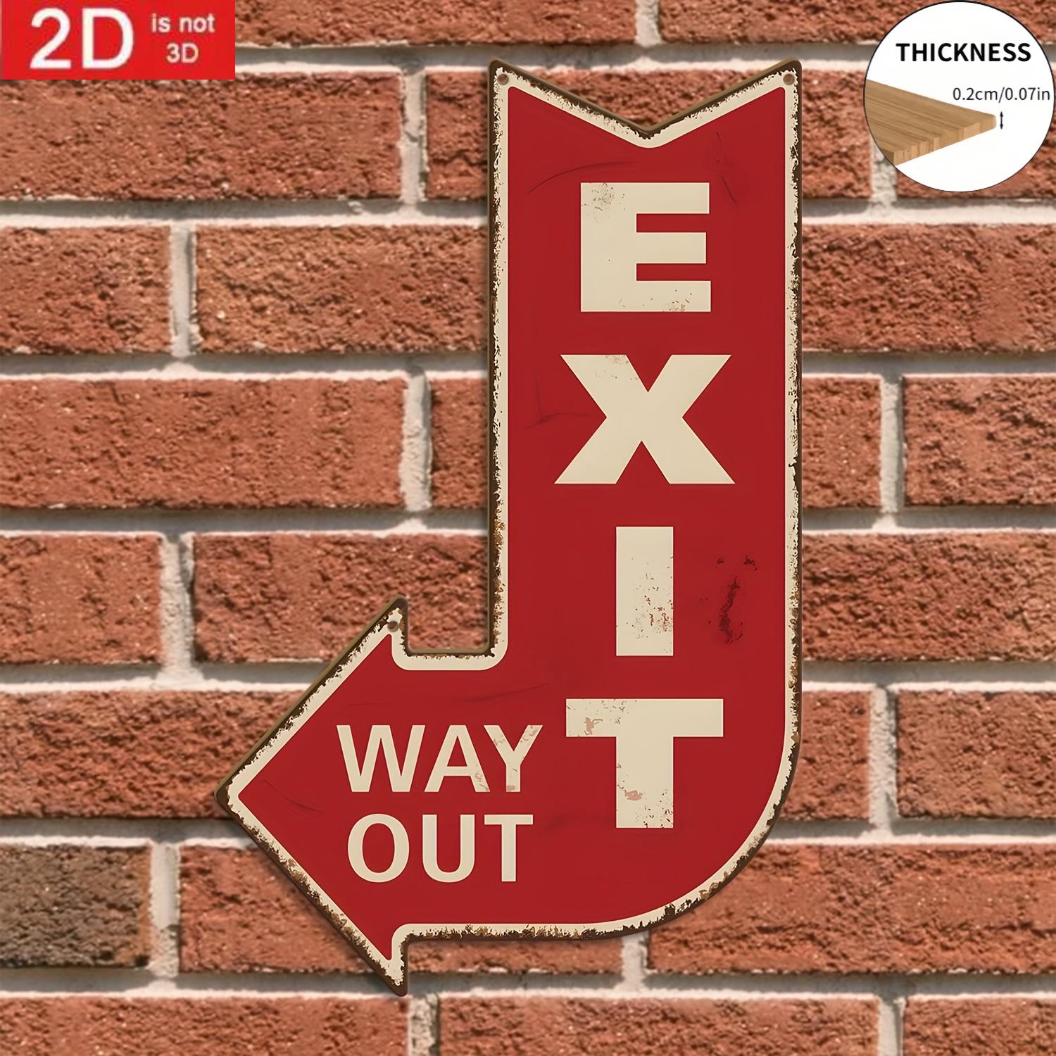 TEMU 2d Flat, 2d Flat Printed Vintage "exit" Arrow Sign, Featuring A And White Wooden Wall Decoration With Left Or Right Directional Indicators,
