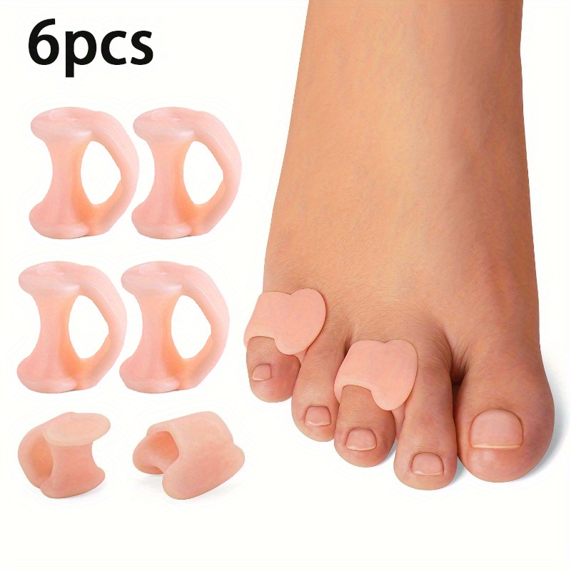 6pcs Silicone Toe Separators For Daily Use, Cushion, Gel Soft Toe Spacer Pads For Women And Men