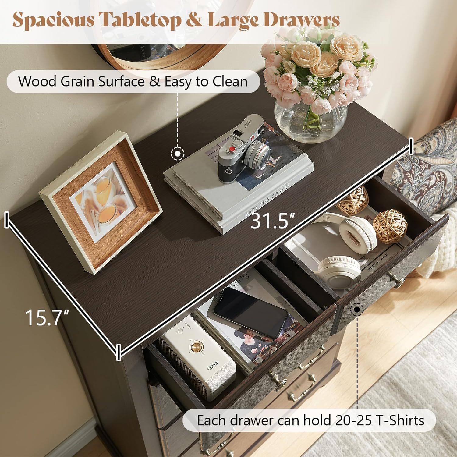 2pcs bedroom set including farmhouse 7 drawer dresser 6 - Temu
