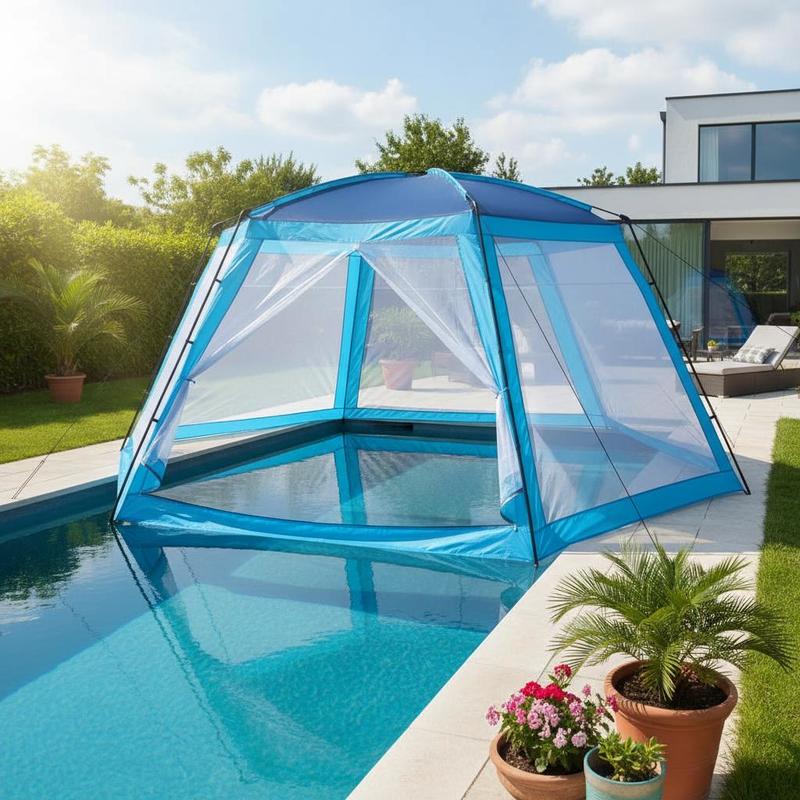 Image of Pool Tent 590x520x250cm For Swimming Terrace, Waterproof Uv-resistant , Protection Rain Wind