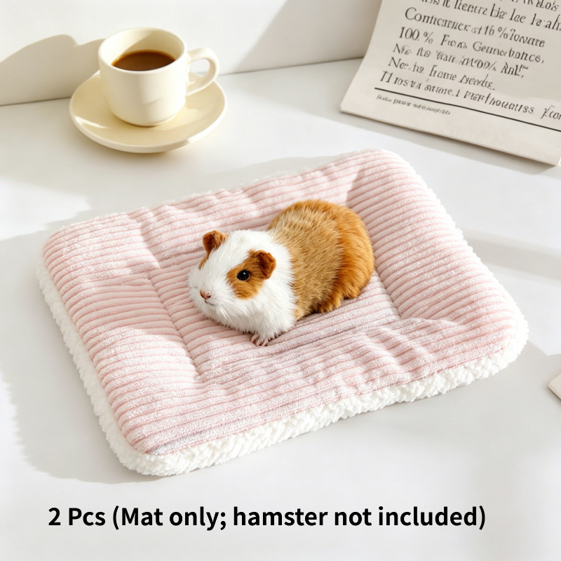 TEMU 2pcs Petit Lit d'Hiver Chaud Épaissi Antidérapant Couleur Aléatoire Adapté aux Hamsters, Écureuils, Hérissons, Lapins, et Autres Animaux de