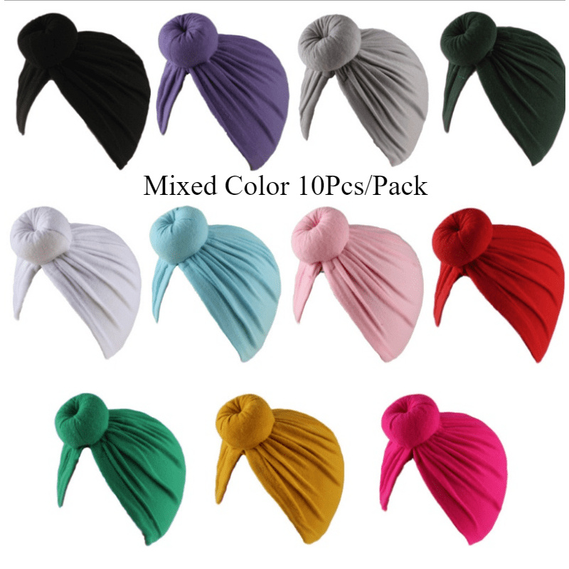 TEMU 10pcs/ Pack Color Random Mixed Hair National Headband Women's Hair Ties Solid Color Fried Dough Twists Knot Headband