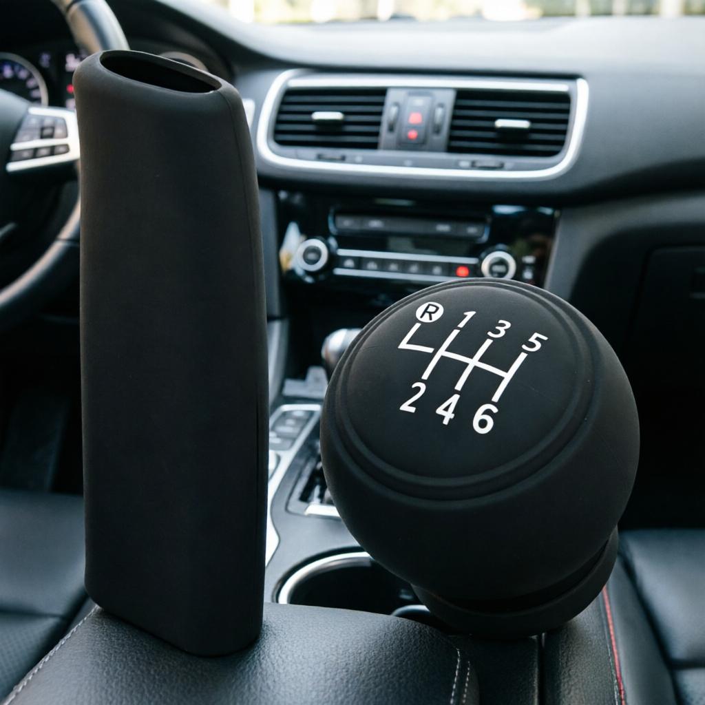 TEMU 2pcs Gear Shift Knob And Cover Set, Silicone Manual Transmission Gear Shift Protector, Installation, Anti-slip Gear Lever And Cover, Scratch And