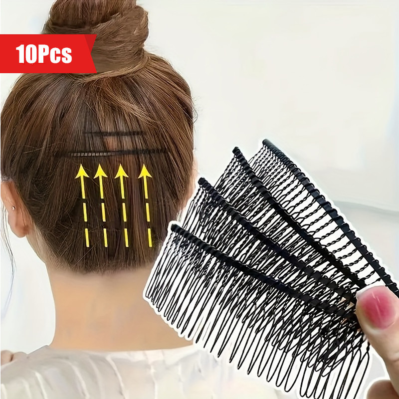 

10pcs Minimalist Hair Clip Set - Sleek Black, For Flyaways & Bangs, Non-slip Rectangular Barrettes - Stylish Updos