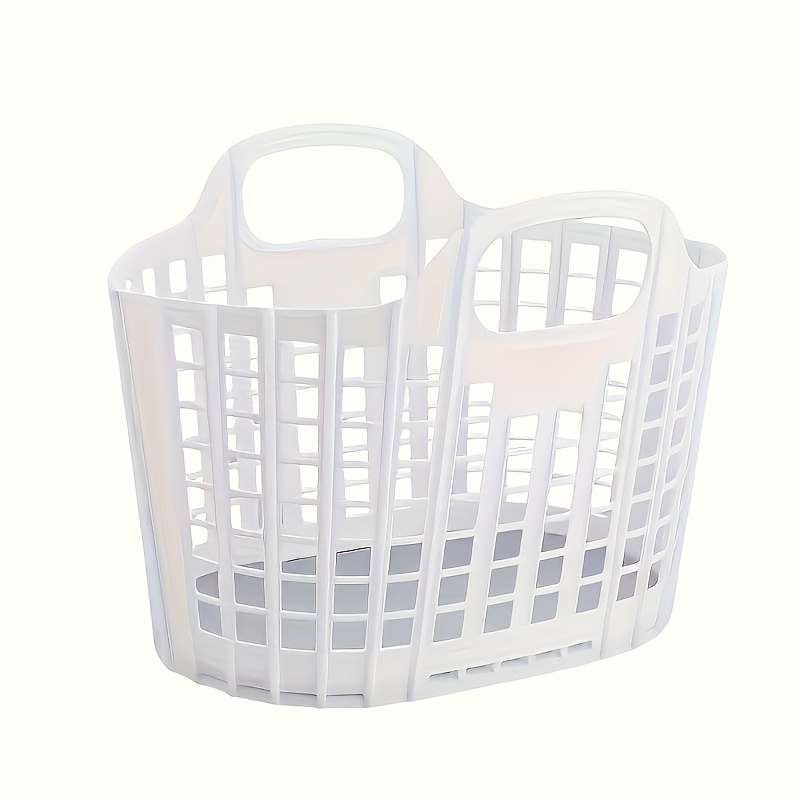 TEMU Modern Foldable Laundry Basket - Wall-mountable Portable Multi-compartment Dirty Clothes Storage Box, Durable Polypropylene Square Design,