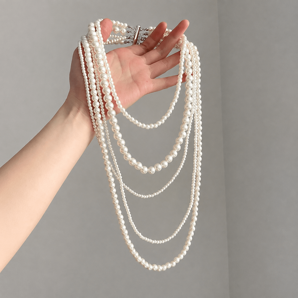 TEMU 1pc Multi Layer Necklace For Women, White Layered Long Necklace, Elegant Minimal Design, Accessory Gift Choice