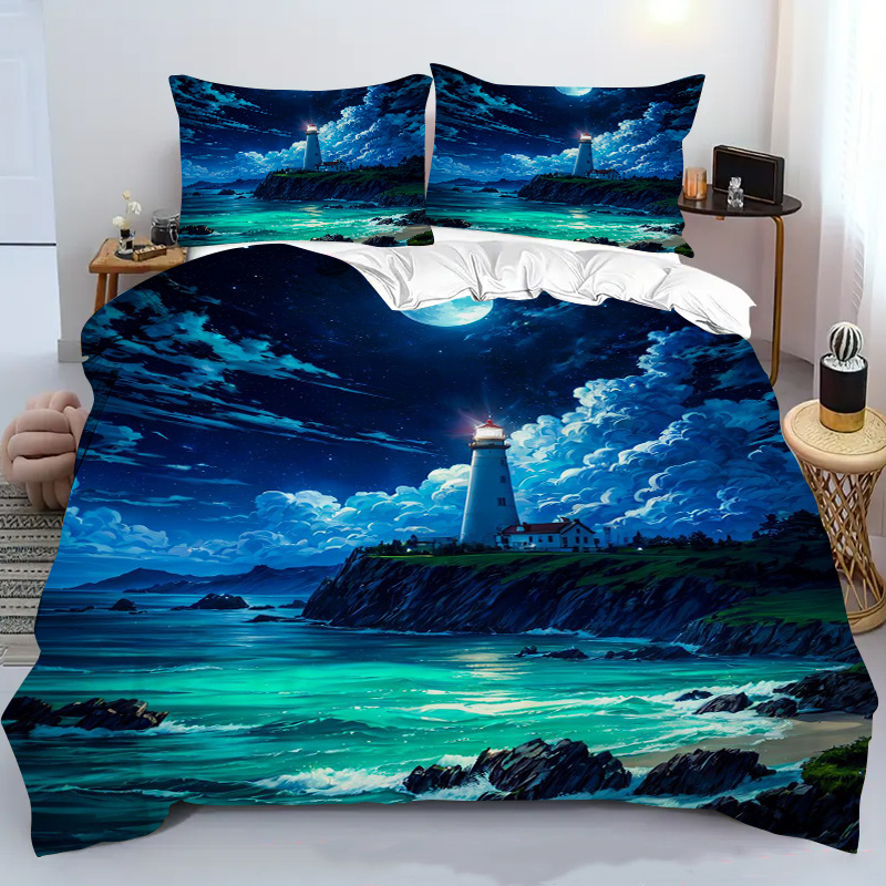 E-shop 2/3-teiliges Bettwäsche-Set mit Traumhaftem Sternenhimmel -Druck, bestehend aus Bettbezug und Kissenbezügen - für Schlafzimmer und Bettdeko |