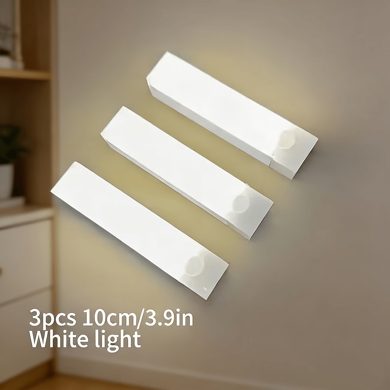 TEMU 3 Luces LED con Detección de Movimiento - Ajustable, Aptas para Gabinetes, Recargables por USB, Aptas para Usar como Luces Nocturnas en