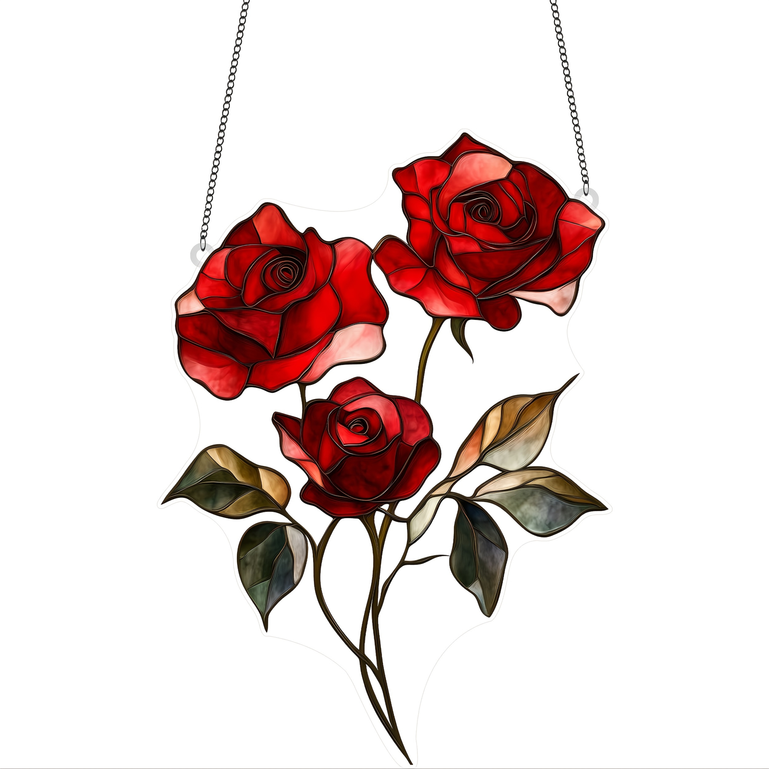 TEMU 2d Flat - Acrylic 1pc Sparkling Red Rose Sun Catcher, For Wall Decor. Nature, It Serves As A Multifunctional Floral-themed Home And Room