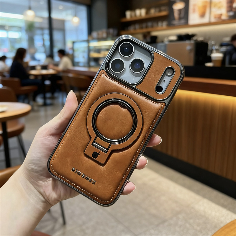TEMU Phone Case: Fashionable Retro Pattern Rotating Stand Phone Case For Iphone 17 Pro Max Air Anti Drop Protective Cover
