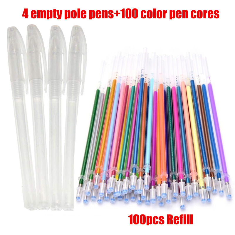 

4pcs Transparent Pen Case Gel Pen Shell Ballpoint Pen Shell 100pcs Color Gel Pen Supplement Stick Painting Gel Ink Pen Core For Painting Graffiti Stationery