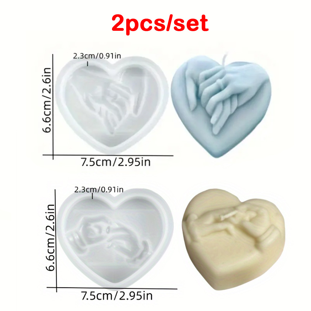TEMU Set pezzi Stampo per candele in a forma di cuore nella , Strumento per creare d'amore con anello in resina e gesso, Regalo decorativo per feste,