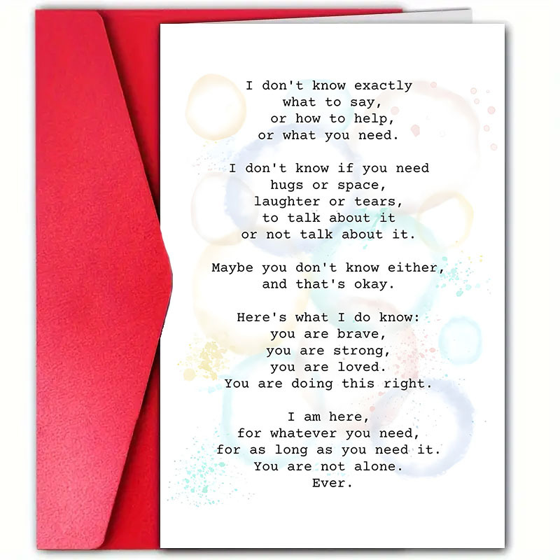 

1pc Sympathy Greeting Card With Envelope, 12cm X 18cm, Universal Paper Condolence Card For Family, Friends, , Neighbors - Supportive Message For Any