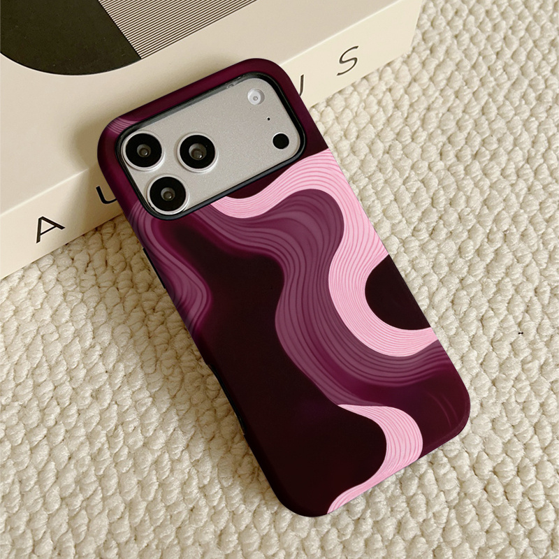 TEMU Phone Case: 1 Drop-proof Minimalist Premium Abstract Pink Fluid Wave Pattern Dual-layer Film Hard Tpu Material (hard Exterior, ) Phone Case.