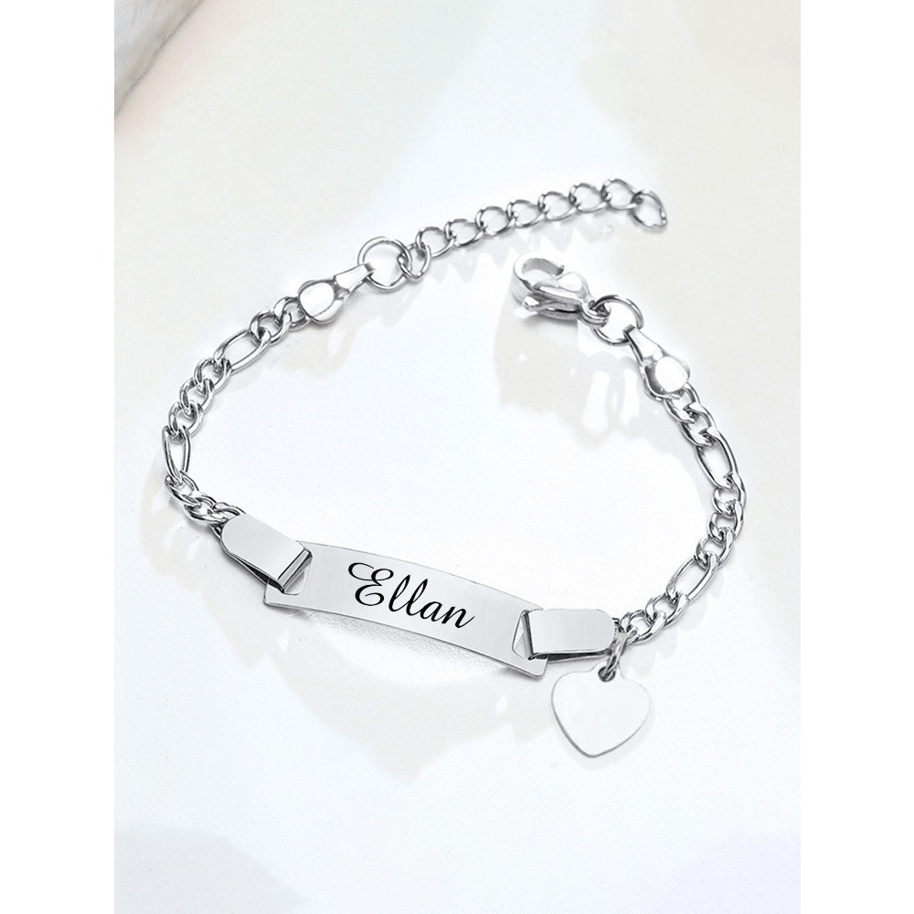 TEMU Custom Heart Charm Bracelet, A Personalized Charm Bracelet That Laser-engraved With A Name Or Initials, Is An For Anniversaries, Birthdays,