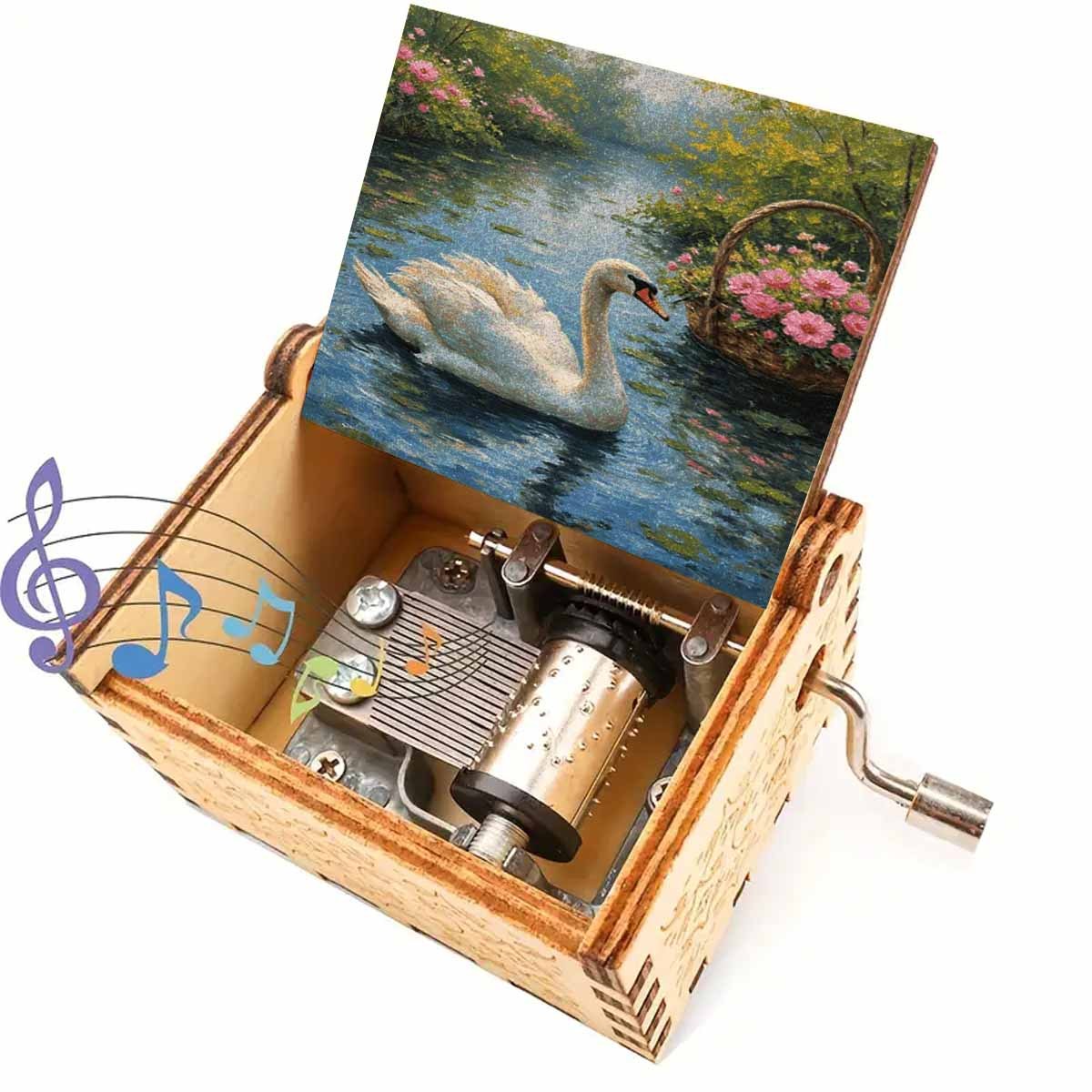 музыкальная шкатулка лебединое озеро - винтажная музыкальная шкатулка с 8-нотным пианино, тема лебединое озеро, механизм с заводом,   и свадебных подарков, ностальгический   Детали 6