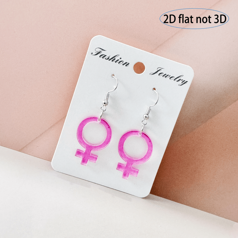 2d flat - 2d   rosa feminina symbol örhängen, mode smycken för presenter och fester, boho söt stil, järn örontråd, akryl  , alla säsonger att bära, fest tillbehör|mode smycken|akryl   örhängen, nyhet örhängen