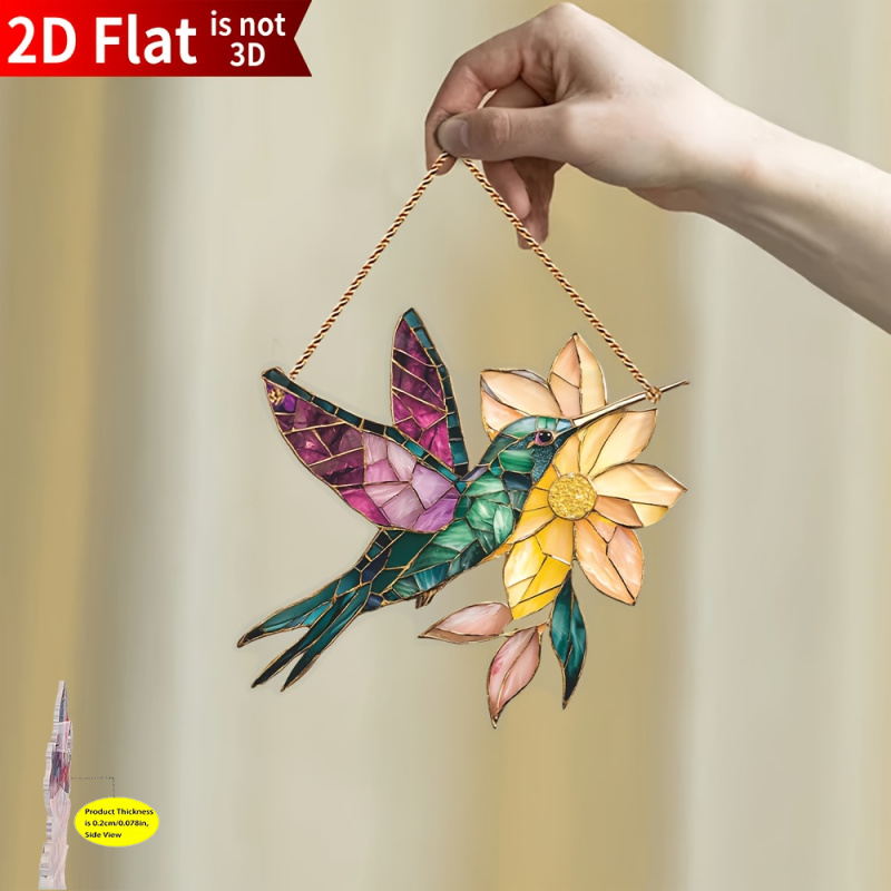 TEMU Ornement suspendu plat 2D en acrylique, 1 pièce, et fleurs, attrape-soleil, décoration suspendue pour fenêtre de , décoration intérieure et