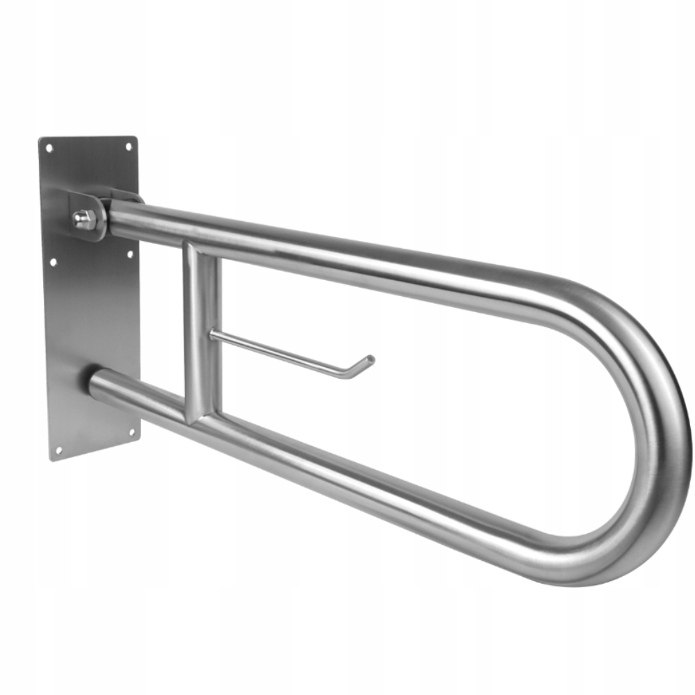 1 Set Folding Toilet Paper Holder Handrail, Bathroom Handrail, Home Wall-mounted Handrail, Toilet Handrail, Folding Toilet Handrail, 60cm Curved Folding Handrail, 32mm Tube Diameter, Silvery