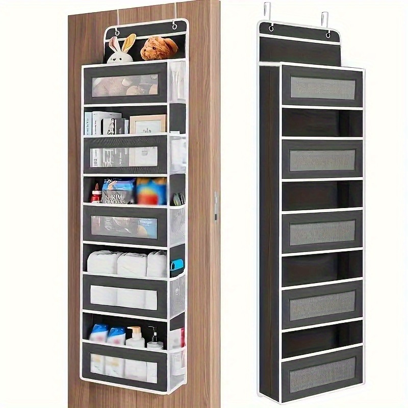 5-Tier Hanging Storage Rack for Behind Doors - Supports Up to 19.96Kg, Sturdy And Durable, No Drilling Required, Anti-Tip Design, Versatile Plastic Storage Box, Ideal for Bedrooms, Bathrooms, Kids' Rooms, Closets, And Kitchens