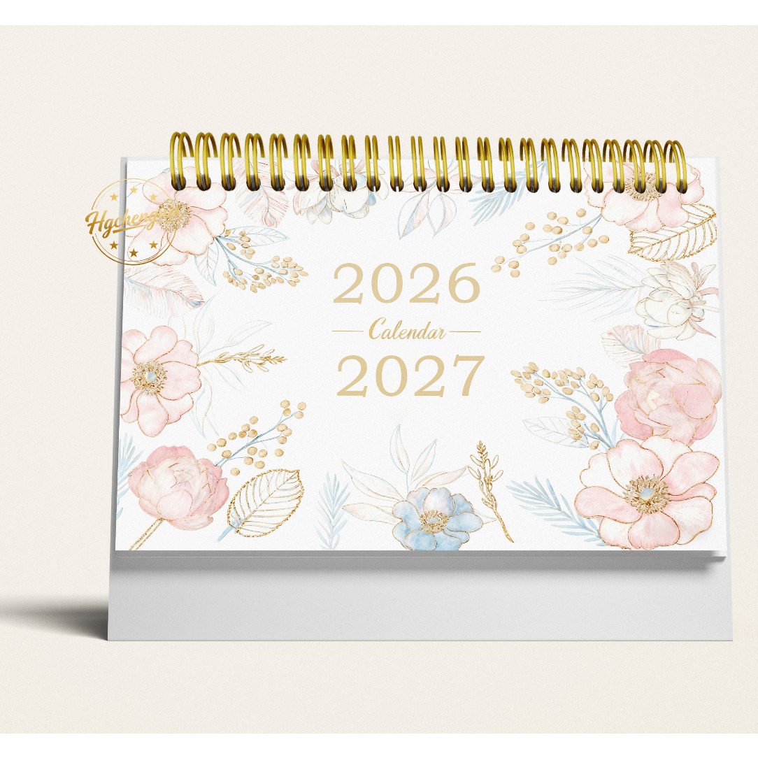 TEMU Elegant 24-month Floral Desktop Calendar For 2026-2027 - Monthly And Weekly Planner, Featuring A Beautiful Flower Cover, Marked Dates, Ideal For