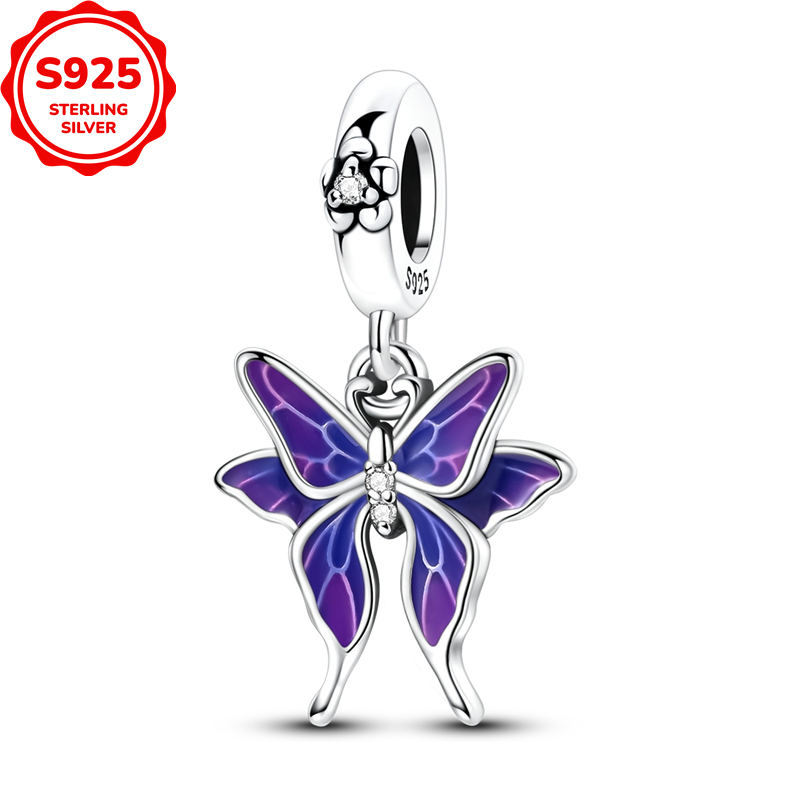 925 Sterling Silvery Color-Changing Butterfly Pendant Bead