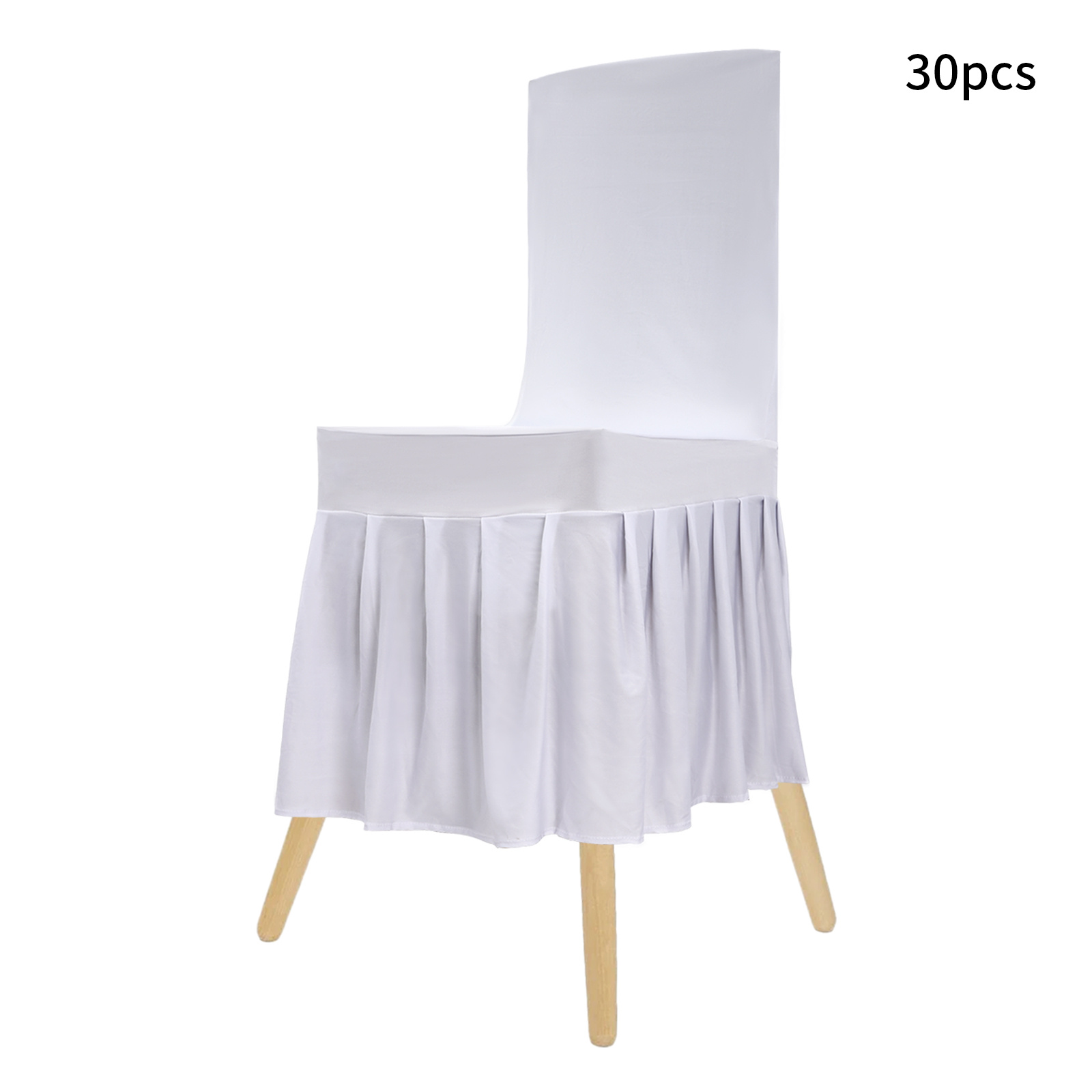 TEMU 30pcs Set Of White Pleated Stretch Chair Covers (thickened Version) Soft And Wrinkle-resistant Spandex Blend High Elasticity Fits Chair Types