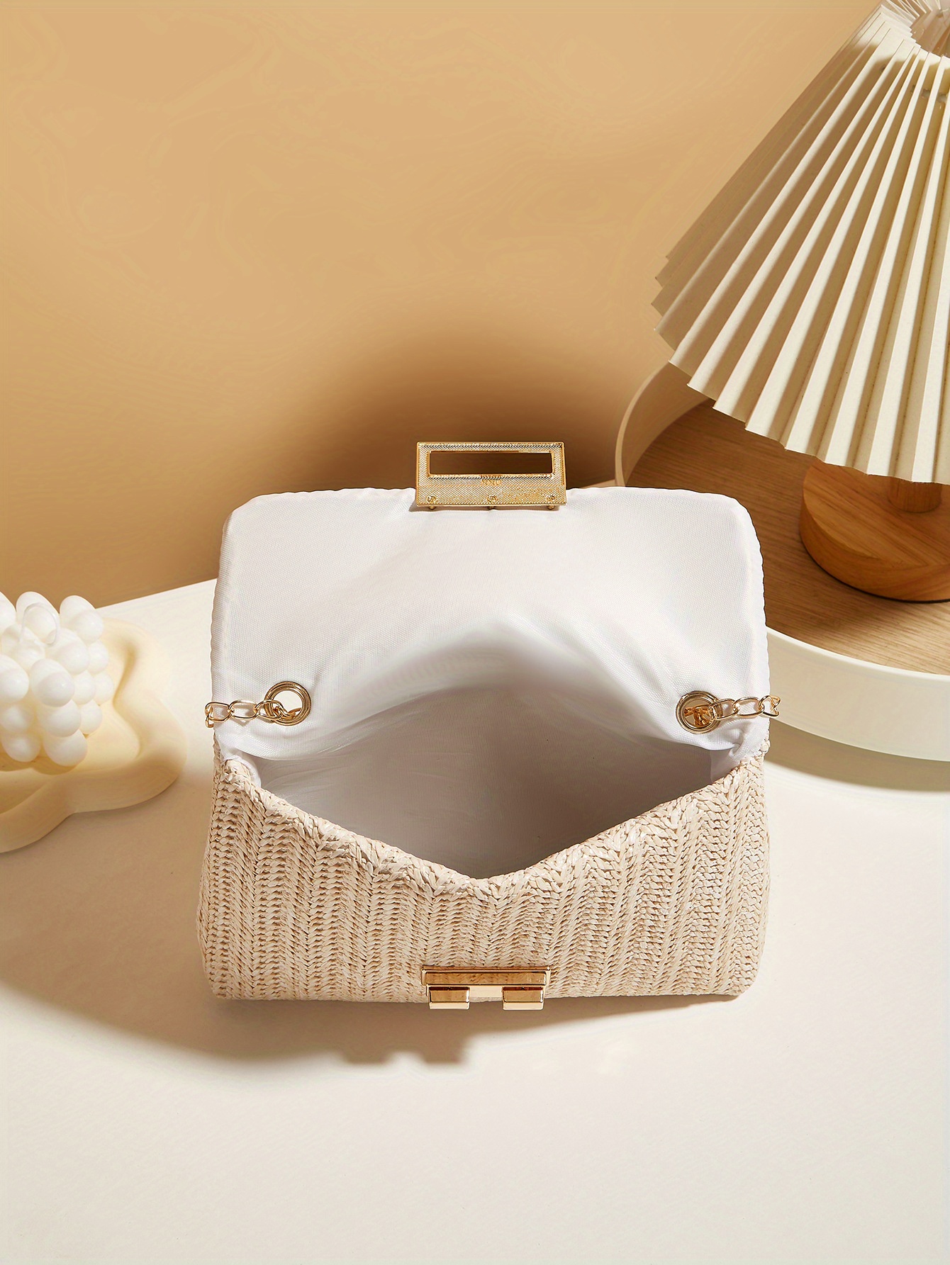 2025 New Trendy Woven Women'S Tote and Wallet, Practical Crossbody Bag, Single Shoulder Bag, Small Square Bag, Metal Chain Strap, Simple Women'S Crossbody Bag