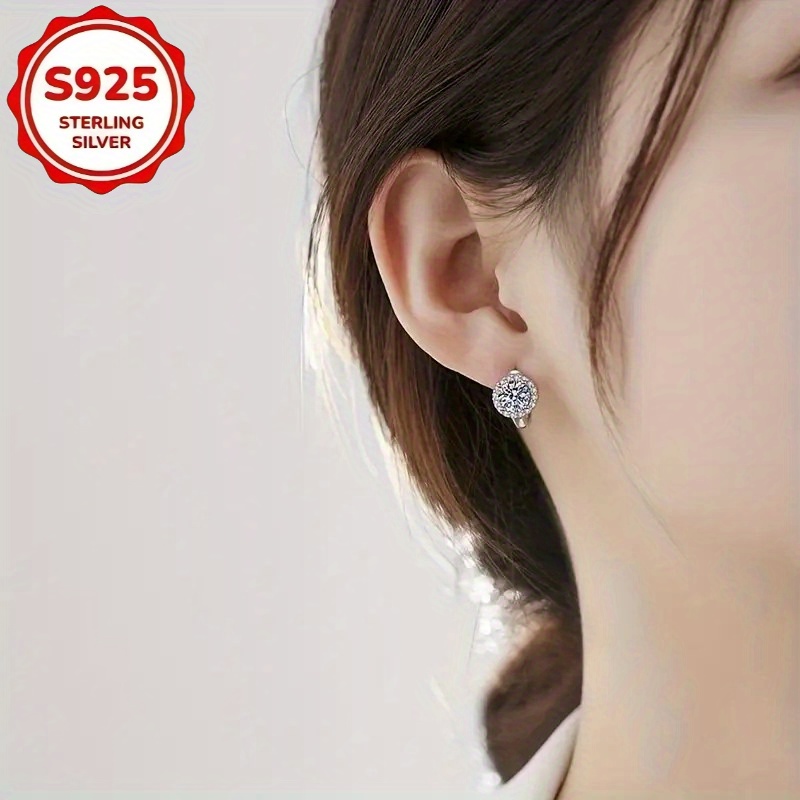 hypoallergenic sunflower moissanite earrings 925 sterling silver   stud earrings for daily   beach party Product details 5