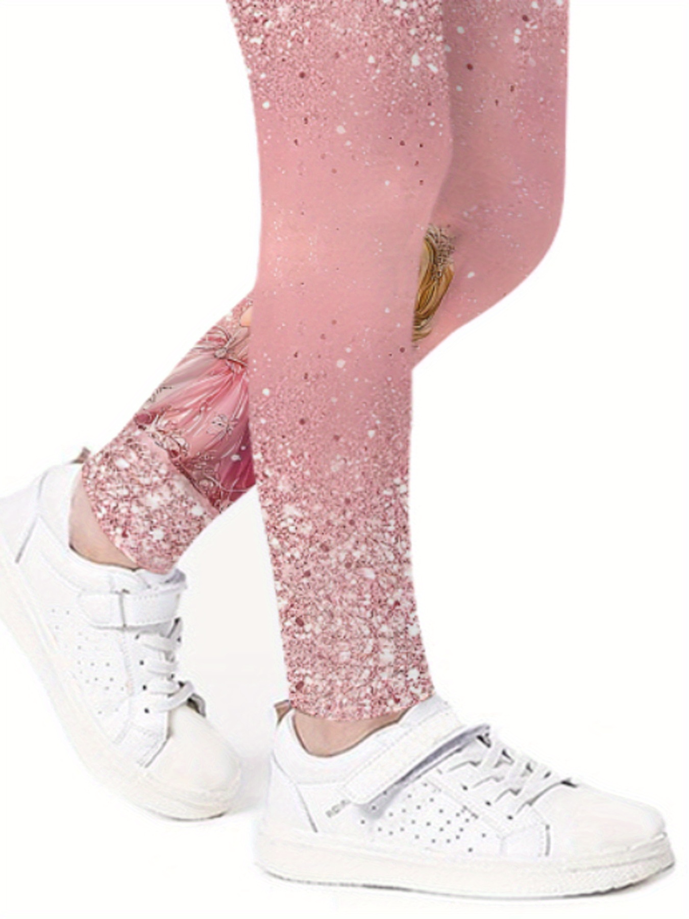 1pc Girls' Sparkling Pink Princess Leggings with 3D Glitter Print - Sparkling Tights for Dance, Parties & Casual Attire, Breathable Comfort Fit, Random Sparkling Pattern, Spring Summer Fall Casual Outfits ( to Kids) - 1pc, Dance Wear, Party Outfit, Playful Design, Fun Pattern, Soft Material, Comfortable Fit, Kids' Tights, Young Dancers, Young Princesses, Glittery Leggings, Trendy Outfit, Fabric, Durable Material, Kids' Tights | Fun Pattern Leggings | Comfortable Fit Pants, Glitter