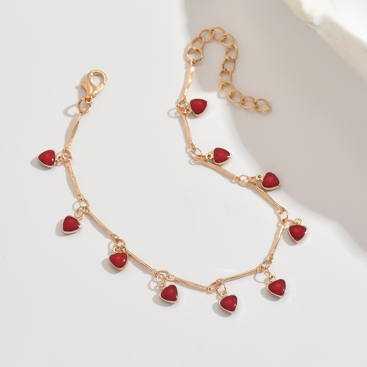 Women's Bohemian Red Heart Tassel Chain Adjustable Bracelet