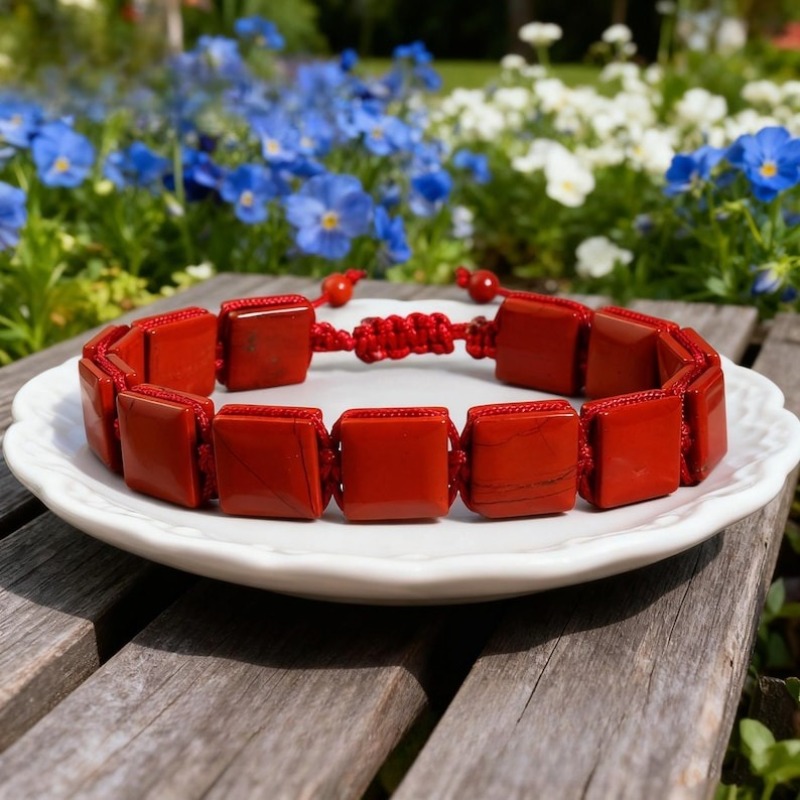 TEMU Aa Grade Red Jasper Bracelet, Genuine Gemstone, Men Women Protection Bracelet, Bracelet, Christmas Gift